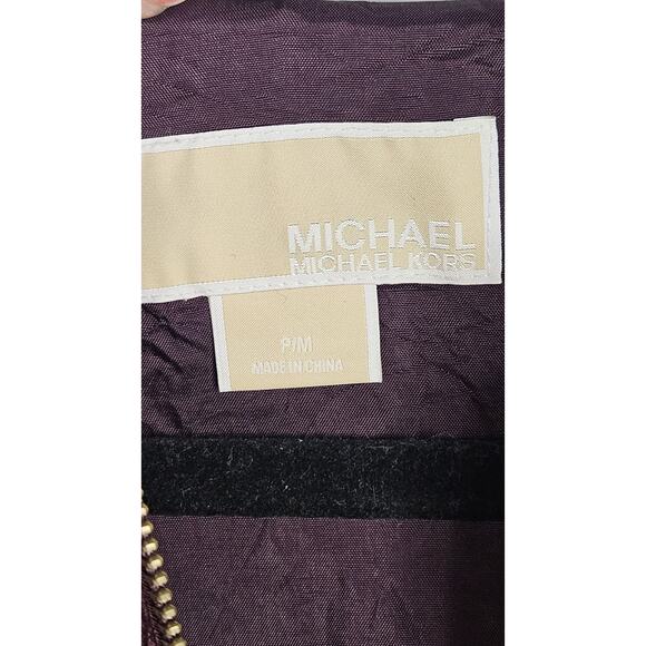 MICHAEL KORS FANCY PURPLE HOODED ANORAK CINCH-WAIST RAINCOAT LONG JACKET P/M - Picture 5 of 10